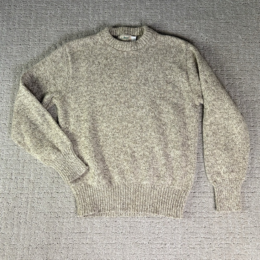 LL Bean Ragg Wool Sweater Mens Medium USA Freeport Maine Made Vtg 1980s Gorpcore